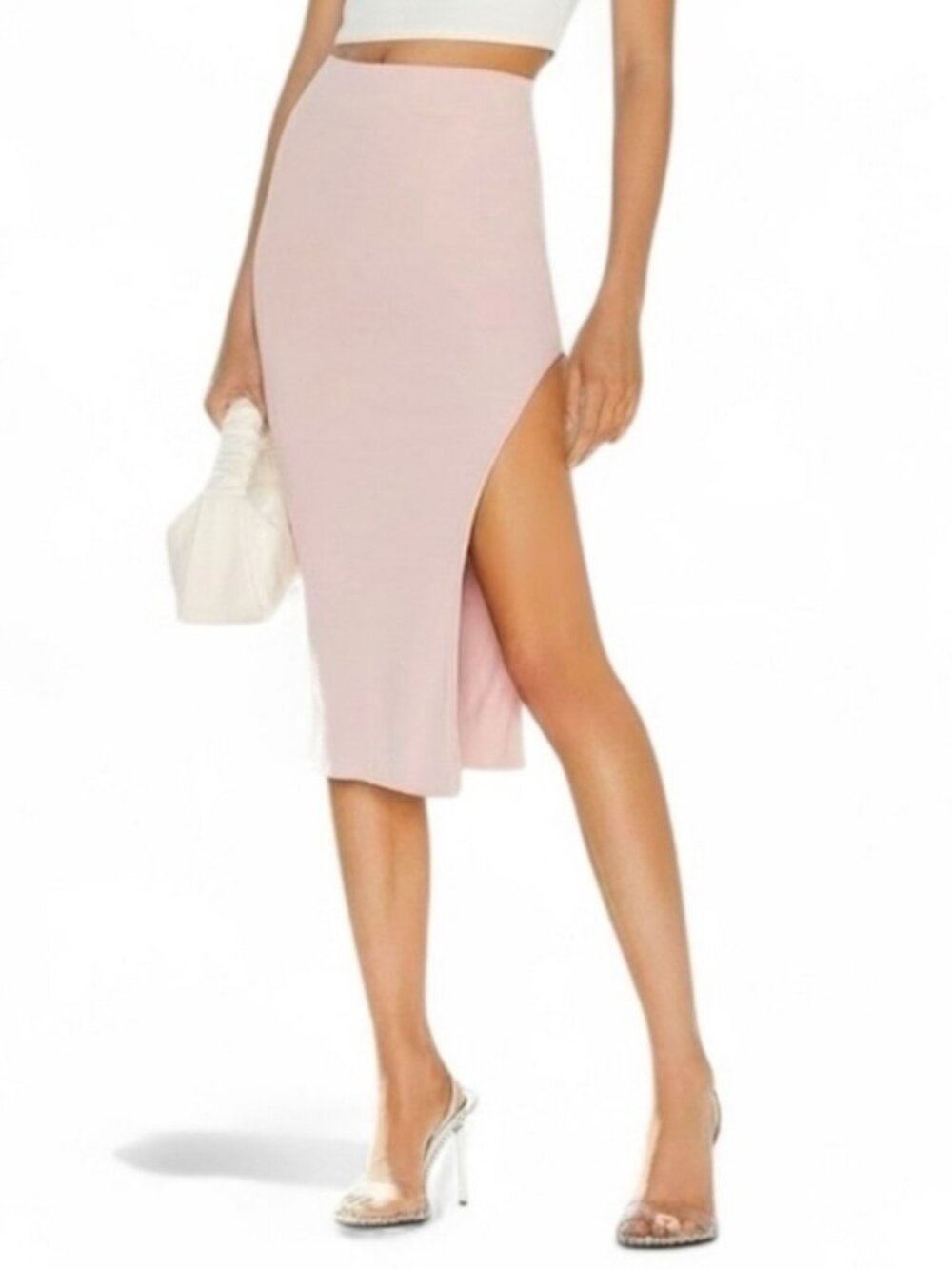 Cotton Citizen Melbourne Midi Skirt Small Pink Side Slit Night Out Minimalist